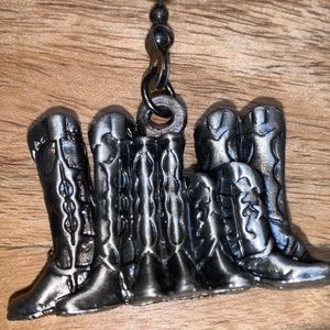 2 Lazart Ceiling Fan Pull Chain Western Cowboy Boots Pewter Decor Pendant